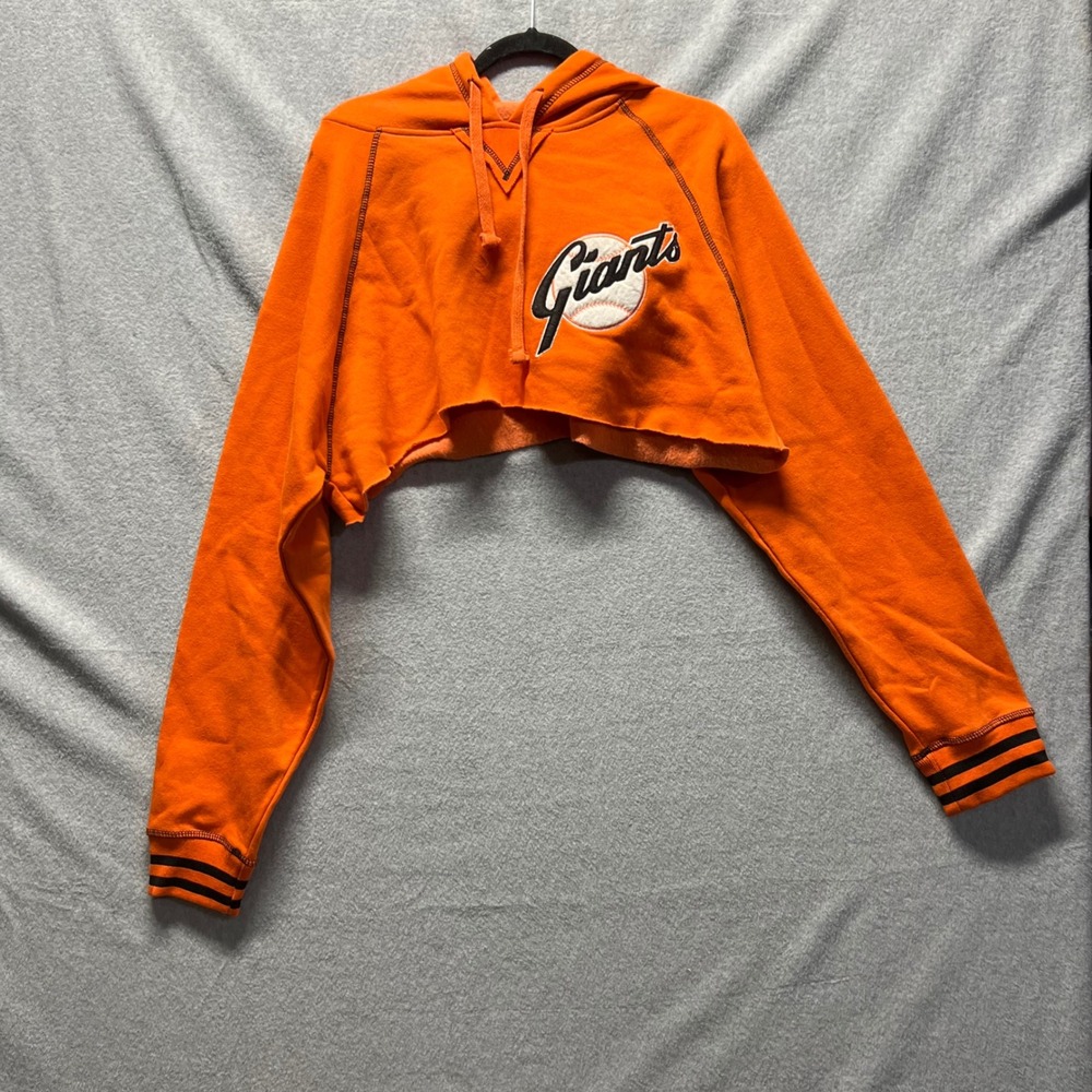 SF Giants Cooperstown Collection Stitches Orange Cropped Hoodie XL Womens MLB